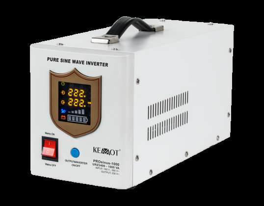 KEMOT PROsinus 1000 szünetmentes tápegység tiszta szinuszos inverterrel és töltő funkcióval 12V 230V 1000VA/700W