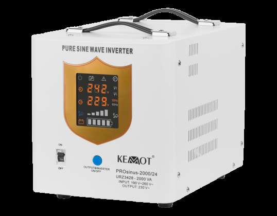 KEMOT PROsinus 2000/24 čistý sínusový menič s funkciou nabíjania 24V 230V 2000VA/1400W