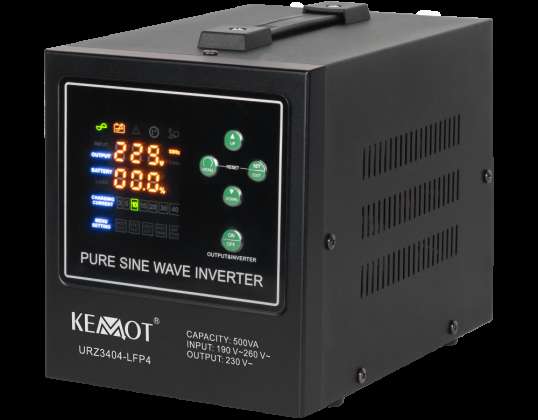 Fuente de alimentación de emergencia KEMOT PROsinus 500 LFP4 convertidor con onda sinusoidal pura y función de carga 12V 230V 500VA/300W