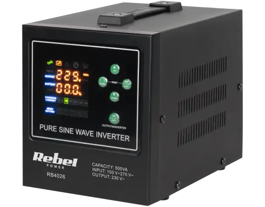 Инвертор Rebel POWER 500 LFP4 с чиста синусоида и функция за зареждане 12V 230V 500VA/300W
