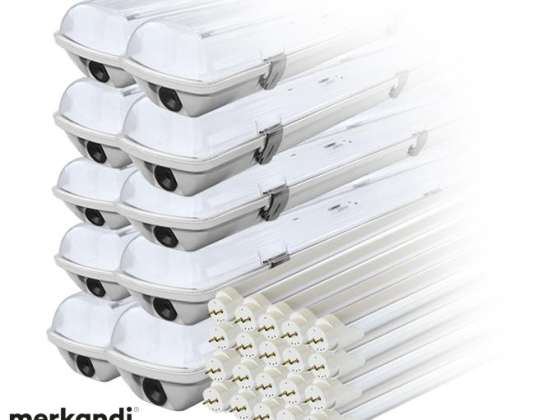 Lot de 10x lampe led hermétique luminaire ip65 1 côté 20x lampe fluorescente led 120cm 18w t8 6000k 1 côté froid