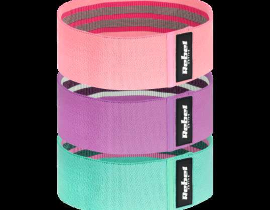 Комплект гум для вправ матеріальних   Mini Band M  27 55 кг  3 гумки матеріальні  REBEL ACTIVE