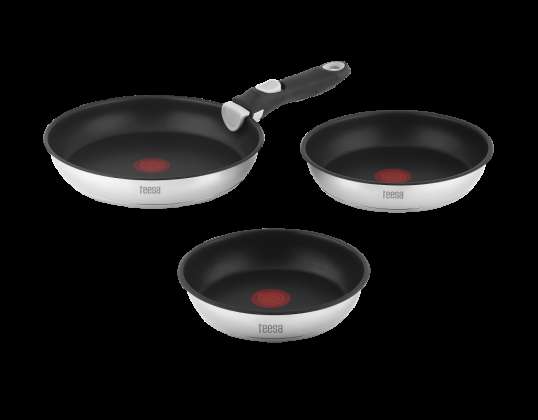 Bratpfannen-Set mit abnehmbarem Griff 22cm 24cm 28cm TEESA BRATPFANNEN EINHAND