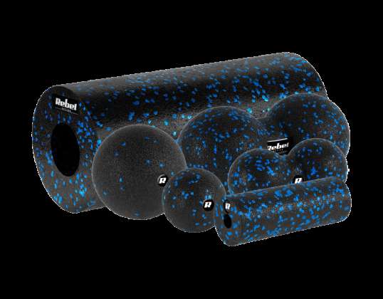 Mini Roller Massagem Roller set 2 Bolas 2 Duoballs E 6 Peças Cor Preto Azul Material EPP REBEL ATIVE