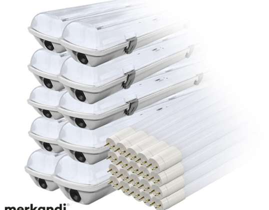 Ensemble : 10x lampe led hermétique luminaire ip65 20x lampe fluorescente led 120cm 18w t8 4000k g13 neutre