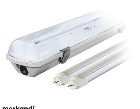 Kit: 1x hermetische LED-Lampenleuchte IP65 1 Seite 2x LED-Leuchtstofflampe 120cm 18W T8 6000K 1 Seite kalt