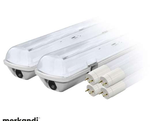 Kit : 2x lampe led hermétique luminaire ip65 4x lampe fluorescente led 120cm 18w t8 4000k g13 neutre