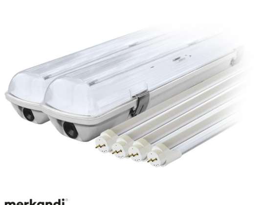 Kit : 2x lampe led hermétique luminaire IP65 1 côté 4x lampe fluorescente led 120cm 18w t8 6000k 1 côté froid
