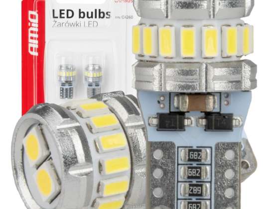 LED-Leuchtmittel CANBUS T10 W5W 16SMD 2SMD 3014 3030 Weiß 12V 24V AMIO 04260