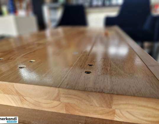 Plateau en bois d’hévéa 122 cm x 60 cm x 2,5 cm laqué.