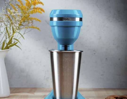 Oliver Voltz OV51163E Frappe &amp;amp; Drink Mixer – 100W, 450ml Stainless Steel Cup, Blue