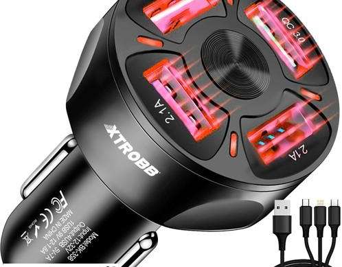 Ładowarka samochodowa 4x USB   kabel Xtrobb 19907