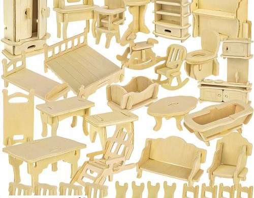 Wooden Doll Furniture Set 34 pcs 23542