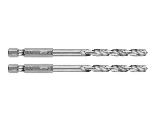Metal Drill Hex 6.0 mm. 2 pcs.