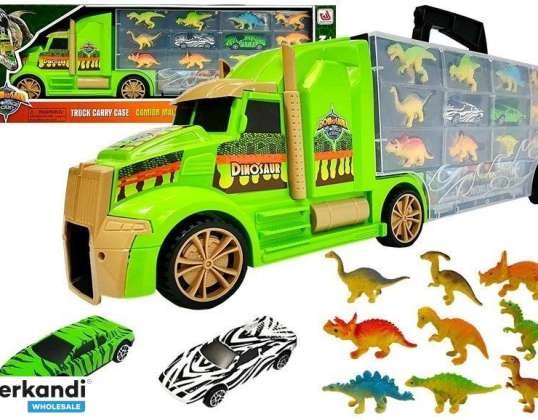 Ciężarówka Transporter Sorter Walizka z Dinozaurami Zielona