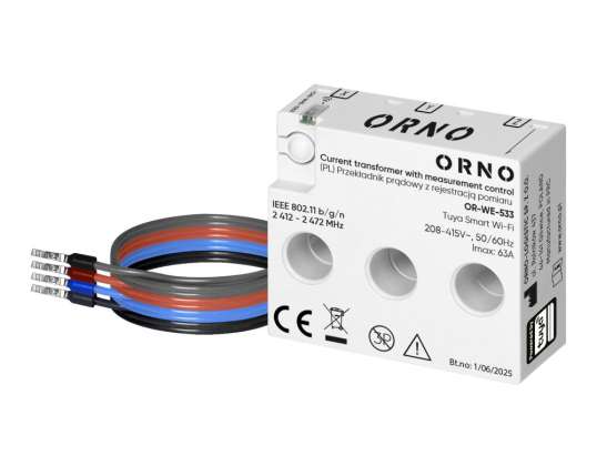 Dreiphasiger Stromwandler mit Messwertaufzeichnung. Max. 440V/63A. Tuya Smart Wi-Fi