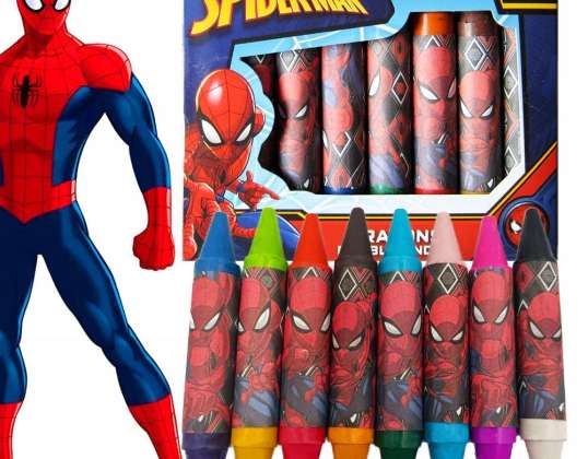 DOUBLE-SIDED WAX WAX CRAYONS SPIDER-MAN COLOURED CRAYONS
