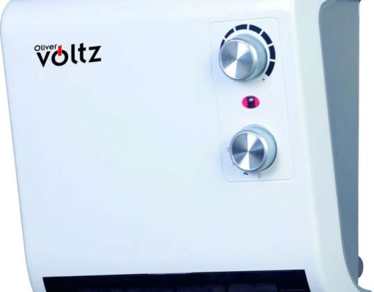 Oliver Voltz OV51970J, Bathroom Fan heater, 2000W, 2 speed settings, Adjustable thermostat, White