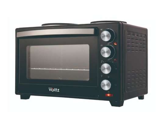 Oliver Voltz OV51441F40 Backofen mit zwei Kochplatten, 31,5l, 3200 W, Schwarz