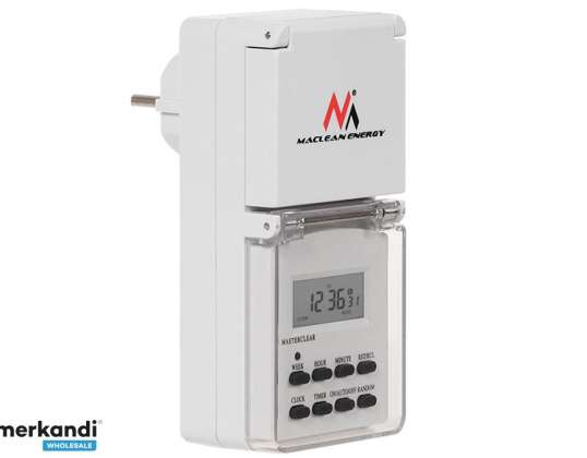 Digital timer Maclean utendørs tilfeldig funksjon 10 programmer maks 156 program 3600 W IP44 MCE08