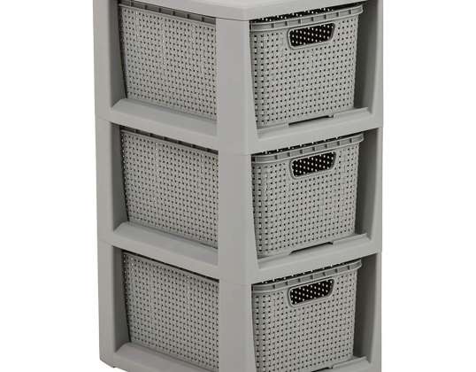 RATTANREGAL 3 X 7L 1725 GRAU