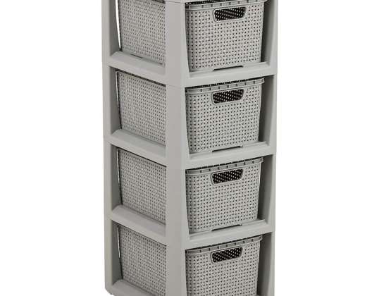 RATTANREGAL 4 X 7L   1726 GRAU