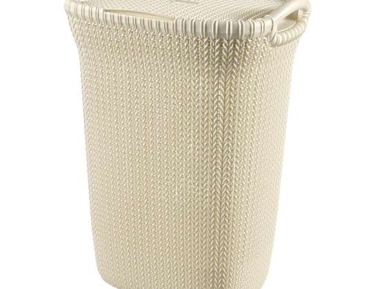 Cesta de lavandería Knit 57L crema