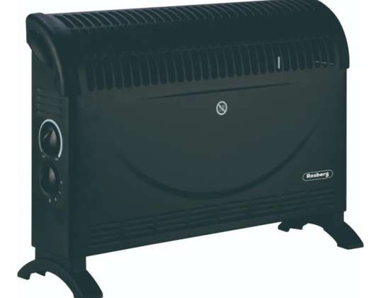 Rosberg R51974A , Convector heater, 2000W, 3 power levels, Protection against overheating, Black