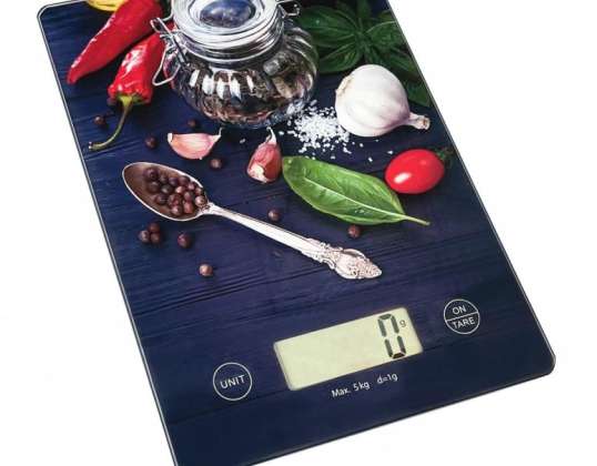 Kitchen scale Rosberg Premium RP51651KD, 5 kg., 2xAAA batteries (not included), LCD screen, Hot peppers