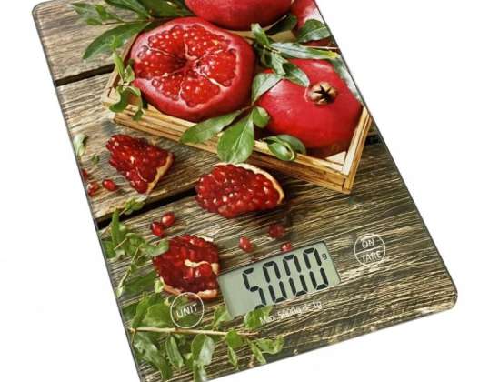 Kitchen scale Rosberg Premium RP51651KD, 5 kg., 2xAAA batteries (not included), LCD screen, Pomegranate