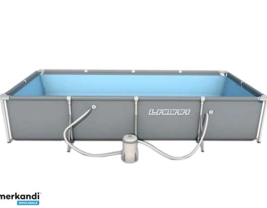 Lamar Pool mit rechteckigem Rahmen 400 x 200 x 76 cm Filterpumpe Grau 70 Stk.