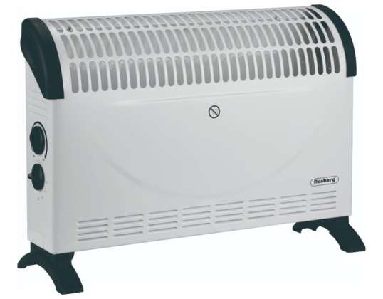Rosberg R51974A , Convector heater, 2000W, 3 power levels, Protection against overheating, White