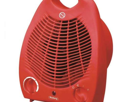 Fan heater Rosberg R51970G, 2000W, 3 operating modes, Thermostat, Cool function, Red