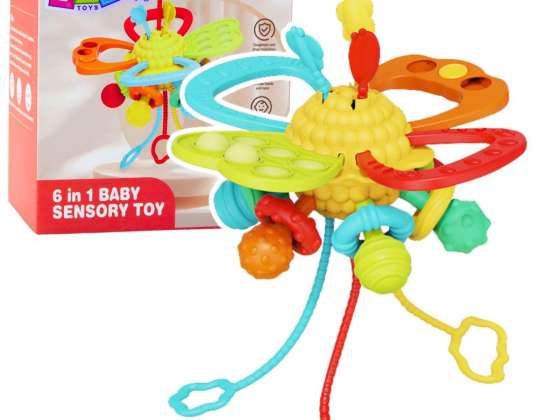 Sensorisches Spielzeug 6in1 Beißring Strings Pull Pop It Colorful