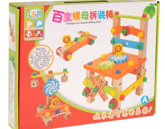 Chaise éducative d’atelier en blocs de bois kit de construction 49el.