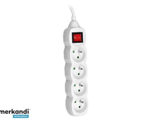 Multiprise TRACER PowerCord 3,0m  4 prises. interrupteur. blanc
