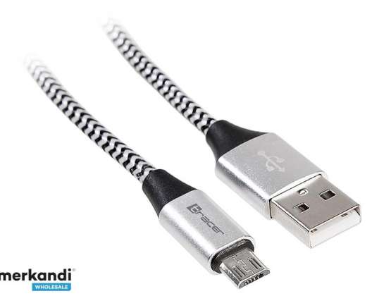 Kabel TRACER USB 2.0 AM micro 1.0m svart-sølv