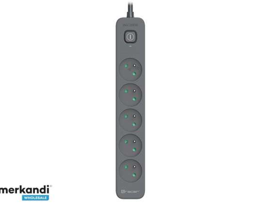 Overspenningsbeskyttelse TRACER Power Line 5.0 m Grafitt 5 uttak
