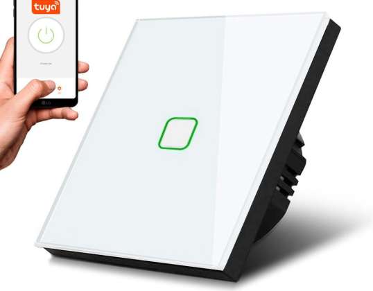 Touch-Wandschalter Maclean einfach SMART Tuya APP Glas weiß mit quadratischer Hintergrundbeleuchtung Taste 86x86mm MCE716W