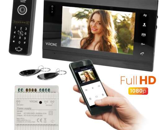 Set videocitofono Full HD VIFIS con telecamera Full HD senza testa. Crittografa. lettore senza contatto. controllo dall'app. Alimentazione ferroviaria