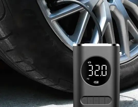 KOMPRESSOR PUMPE BATTERI KOMPRESSOR FOR BIL, SYKKEL, KULEDEKK + LED LOMMELYKT