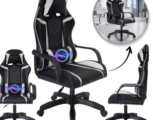 VORTEX pasukama žaidimų biuro kėdė, juoda, balta eko oda KO35B