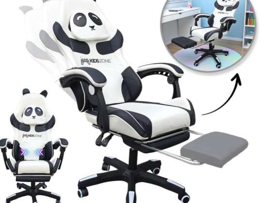 PANDA swivel gaming chair with footrest and massager KIDS ZONE KO34