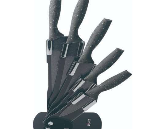 Oliver Voltz OV51633H5, Knife set 5 pieces, Marble finish, Acrylic stand, Gray