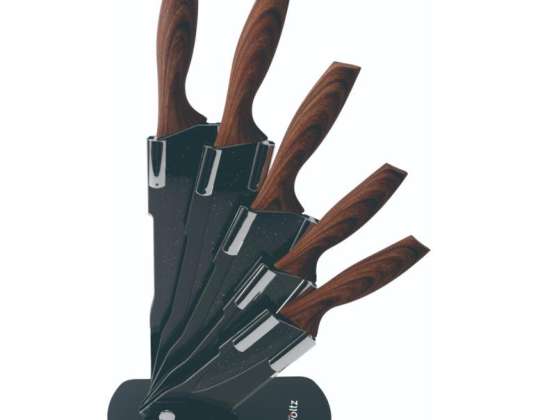 Oliver Voltz OV51633J5, Knife set 5 pieces, Marble finish, Acrylic stand, Wooden