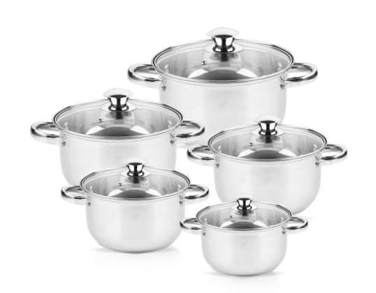 Set of Pots Rosberg R51210O10, 18/20/22/24/26cm., Stainless steel