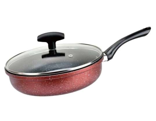 Rosberg R51319G28CD, Deep Frying pan, 28 cm., With lid, Marble cover, Induction, Bordeaux melange