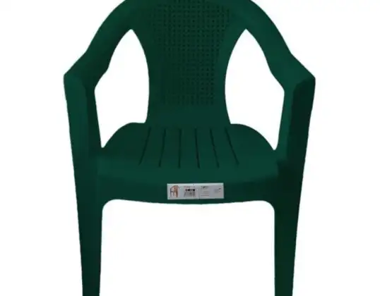 Silla de plástico con y sin reposabrazos, disponible en verde y blanco