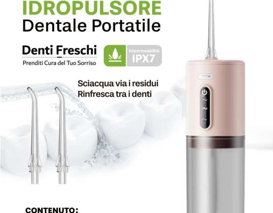 Hilo dental recargable y portátil, con boquillas adicionales, rosa, capacidad de 280 ml