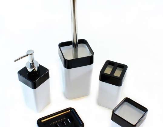 AG316G JUEGO DE BAÑO 5 EL. BLANCO Y NEGRO